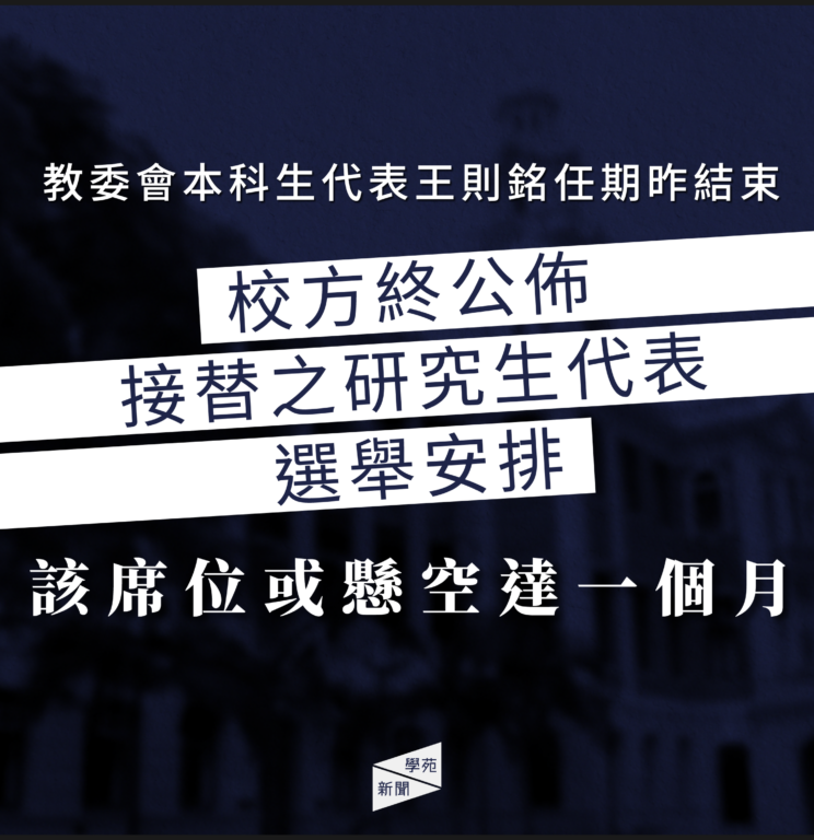 教委會本科生代表王則銘任期昨結束 校方終公佈接替之研究生代表選舉安排 該席位或懸空達一個月